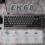EPOMAKER EK68 65% Wireless Gaming Keyboard, Hot Swappable Gasket Mechanical Keyboard with Metal Knob, Bluetooth 5.0/2.4Ghz Wireless/USB-C Wired Custom Keyboard (Black Silver, Flamingo Switch)