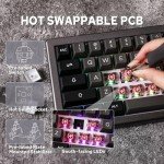 EPOMAKER EK68 65% Wireless Gaming Keyboard, Hot Swappable Gasket Mechanical Keyboard with Metal Knob, Bluetooth 5.0/2.4Ghz Wireless/USB-C Wired Custom Keyboard (Black Silver, Flamingo Switch)