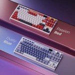 RK ROYAL KLUDGE M87 Wireless Gaming Keyboard with Screen and Dual Knob, 75% Percent 2.4Ghz/Bluetooth/USB-C Gasket Mechanical Keyboard with 7500mAh Battery, RGB Backlit Hot Swappable Cream Switch, Red