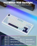 AULA F75 Wireless Mechanical Keyboard, Gasket Hot Swappable Custom, Pre-lubed Reaper Switches RGB Backlit, 2.4GHz/Type-C/BT5.0 Mechanical (White & Blue)