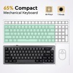 EPOMAKER EK68 65% Wireless Gaming Keyboard, Hot Swappable Gasket Mechanical Keyboard with Metal Knob, Bluetooth 5.0/2.4Ghz Wireless/USB-C Wired Custom Keyboard (Black Silver, Flamingo Switch)