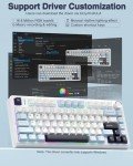 AULA F75 Wireless Mechanical Keyboard, Gasket Hot Swappable Custom, Pre-lubed Reaper Switches RGB Backlit, 2.4GHz/Type-C/BT5.0 Mechanical (White & Blue)