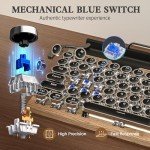 Wireless Retro Typewriter Mechanical Keyboard with LED