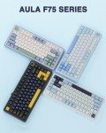AULA F75 Wireless Mechanical Keyboard, Gasket Hot Swappable Custom, Pre-lubed Reaper Switches RGB Backlit, 2.4GHz/Type-C/BT5.0 Mechanical (White & Blue)