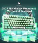 GK GAMAKAY GK75 75% RGB Transparent Gasket Mechanical Keyboard, Bluetooth/USB-C/2.4GHz 80 Keys Hot Swap Gateron Yellow Switch 2.0 KSA Profile PBT Keycaps Gaming Keyboard (Mint Green)
