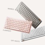 Flow Lite 84 Keys Low Profile Mechanical Keyboard, 75% Swappable Rechargeable Wireless Keyboard with 2.4G Receiver, Bluetooth and Wired Connection for Windows, Mac/Spector Linear Switches (Off-White)