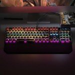 Camiysn Typewriter Style Mechanical Gaming Keyboard, Black Retro Punk Gaming Keyboard with RGB Backlit, 104 Keys Blue Switch Wired Cute Keyboard, Round Keycaps for Windows/Mac/PC
