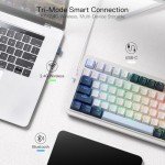 Redragon K686 PRO 98 Keys Wireless Gasket RGB Gaming Keyboard, 3-Mode Win/Mac Mechanical Keyboard w/5-Layer Noise Dampening, Dedicated Knob Control & Hot-Swap in Linear Red Switch, Blue Himmel Color