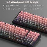 MageGee LIGHT100 Wireless Creamy Keyboard, 96% Gasket Hot Swappable Mechanical Keyboard, 2.4G/USB-C/BT5.0 RGB Backlit Gaming Keyboard for Win/Mac/PC, 8000mAh Battery, Side Printed PBT Keycaps, Pink