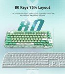 GK GAMAKAY GK75 75% RGB Transparent Gasket Mechanical Keyboard, Bluetooth/USB-C/2.4GHz 80 Keys Hot Swap Gateron Yellow Switch 2.0 KSA Profile PBT Keycaps Gaming Keyboard (Mint Green)