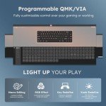 RK ROYAL KLUDGE R65 Wireless Mechanical Keyboard with Volume Knob, Tri-Mode 2.4G/USB-C/BT Gasket Mounted 60% Gaming Keyboard with 66Keys, PBT Keycaps, VIA, Hot Swappable Cream Switch, Blue