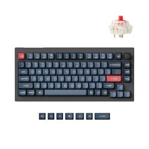 Keychron V1 Max 75% RGB Custom Mechanical Keyboard, 2.4Ghz/Bluetooth 5.1/Wired QMK/VIA Programmable Macro, Hot-Swappable Gateron Jupiter Red Switch Gasket Mount for Mac Windows Linux