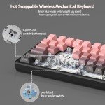 MageGee LIGHT100 Wireless Creamy Keyboard, 96% Gasket Hot Swappable Mechanical Keyboard, 2.4G/USB-C/BT5.0 RGB Backlit Gaming Keyboard for Win/Mac/PC, 8000mAh Battery, Side Printed PBT Keycaps, Pink