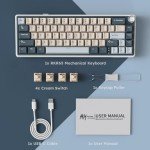 RK ROYAL KLUDGE R65 Wireless Mechanical Keyboard with Volume Knob, Tri-Mode 2.4G/USB-C/BT Gasket Mounted 60% Gaming Keyboard with 66Keys, PBT Keycaps, VIA, Hot Swappable Cream Switch, Blue