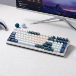 Redragon K686 PRO 98 Keys Wireless Gasket RGB Gaming Keyboard, 3-Mode Win/Mac Mechanical Keyboard w/5-Layer Noise Dampening, Dedicated Knob Control & Hot-Swap in Linear Red Switch, Blue Himmel Color
