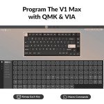Keychron V1 Max 75% RGB Custom Mechanical Keyboard, 2.4Ghz/Bluetooth 5.1/Wired QMK/VIA Programmable Macro, Hot-Swappable Gateron Jupiter Red Switch Gasket Mount for Mac Windows Linux