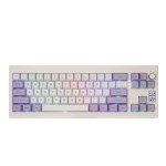 EPOMAKER Shadow-X Gasket Mechanical Keyboard with Screen, Hot Swappable 3 Modes (2.4ghz/Bluetooth/USB-C Wired) Wireless Gaming Keyboard, Poron Foam, Silicon Pad (White Purple, Flamingo Switch)