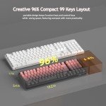 MageGee LIGHT100 Wireless Creamy Keyboard, 96% Gasket Hot Swappable Mechanical Keyboard, 2.4G/USB-C/BT5.0 RGB Backlit Gaming Keyboard for Win/Mac/PC, 8000mAh Battery, Side Printed PBT Keycaps, Pink