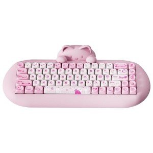 YUNZII C68 Wireless Mechanical Keyboard,65% Layout,Hot Swap,Triple Mode BT5.0/2.4G/Wired, RGB Backlit NKRO,Cute Cat Silicone Ergonomic Design for Win/Mac (Pink, Milk Switch)