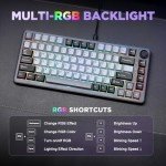 YUNZII B75 Mechanical Keyboard,75% Layout with Knob,Hot Swappable RGB Backlit Gasket Mounted, Creamy Typing, Double-Shot PBT Keycaps,Cherry Profile,for Win/Mac (Dark Grey, Cocoa Cream V2 Switch)