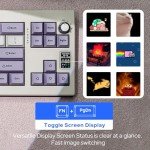 EPOMAKER Shadow-X Gasket Mechanical Keyboard with Screen, Hot Swappable 3 Modes (2.4ghz/Bluetooth/USB-C Wired) Wireless Gaming Keyboard, Poron Foam, Silicon Pad (White Purple, Flamingo Switch)