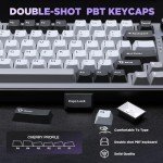 YUNZII B75 Mechanical Keyboard,75% Layout with Knob,Hot Swappable RGB Backlit Gasket Mounted, Creamy Typing, Double-Shot PBT Keycaps,Cherry Profile,for Win/Mac (Dark Grey, Cocoa Cream V2 Switch)