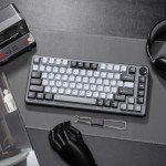 YUNZII B75 Mechanical Keyboard,75% Layout with Knob,Hot Swappable RGB Backlit Gasket Mounted, Creamy Typing, Double-Shot PBT Keycaps,Cherry Profile,for Win/Mac (Dark Grey, Cocoa Cream V2 Switch)