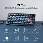 Keychron V1 Max 75% RGB Custom Mechanical Keyboard, 2.4Ghz/Bluetooth 5.1/Wired QMK/VIA Programmable Macro, Hot-Swappable Gateron Jupiter Red Switch Gasket Mount for Mac Windows Linux