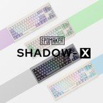 EPOMAKER Shadow-X Gasket Mechanical Keyboard with Screen, Hot Swappable 3 Modes (2.4ghz/Bluetooth/USB-C Wired) Wireless Gaming Keyboard, Poron Foam, Silicon Pad (White Purple, Flamingo Switch)