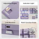 EPOMAKER Shadow-X Gasket Mechanical Keyboard with Screen, Hot Swappable 3 Modes (2.4ghz/Bluetooth/USB-C Wired) Wireless Gaming Keyboard, Poron Foam, Silicon Pad (White Purple, Flamingo Switch)