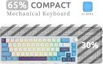 KZZI 65% Keyboard with Color Multimedia Display Mechanical Gaming Keyboard, Wired Hot Swappable Keyboard, Gasket Mount RGB Custom Keyboard, Pre-lubed Stabilizer for Mac/Win, (Large Blue)