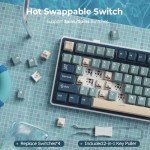 RK ROYAL KLUDGE R75 Wireless Mechanical Keyboard, 75% Percent Custom Gaming Keyboard Gasket Mount RGB Backlit with Knob & PBT Keycaps, BT5.1/2.4GHz/USB-C, Hot Swappable Cream Switch