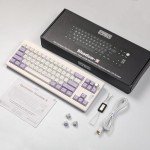 EPOMAKER Shadow-X Gasket Mechanical Keyboard with Screen, Hot Swappable 3 Modes (2.4ghz/Bluetooth/USB-C Wired) Wireless Gaming Keyboard, Poron Foam, Silicon Pad (White Purple, Flamingo Switch)