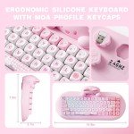 YUNZII C68 Wireless Mechanical Keyboard,65% Layout,Hot Swap,Triple Mode BT5.0/2.4G/Wired, RGB Backlit NKRO,Cute Cat Silicone Ergonomic Design for Win/Mac (Pink, Milk Switch)