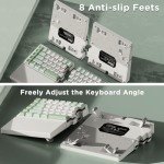 RK ROYAL KLUDGE RKS70 Ergonomic Split Mechanical Keyboard, Wireless Bluetooth/2.4G/Wired Keyboard with Wrist Rest, 75% RGB PC Gaming Keyboards for Win/Mac, Hot Swappable Silver Grey Switches, White