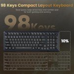Redragon Wireless Mechanical Keyboard, 3 Mode Gasket Mounted RGB Gaming Keyboard with Volume Knob, Pre-Lubed Linear Switches, MDA-Profile, 98 Keys Hot Swappable Creamy Keyboard for PC/Tablet/Xbox/PS4