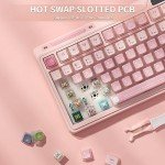 KZZI K75 PRO RGB 75% Wireless Gasket Mechanical Keyboard, Triple Mode BT 5.0/2.4G/USB-C 82 Keys Hot Swappable Gaming Keyboard w/Knob & Power Display, Custom Tactile Switches, Sakura Pink