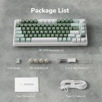 RK ROYAL KLUDGE M75 Wireless Mechanical Keyboard 2.4Ghz/BT5.1/USB-C Gaming Keyboard 75% Layout 81 Keys Gasket Mount with OLED Display & Knob RGB Backlight Hot-Swappable Pale Green Switch, Green