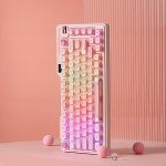 KZZI K75 PRO RGB 75% Wireless Gasket Mechanical Keyboard, Triple Mode BT 5.0/2.4G/USB-C 82 Keys Hot Swappable Gaming Keyboard w/Knob & Power Display, Custom Tactile Switches, Sakura Pink