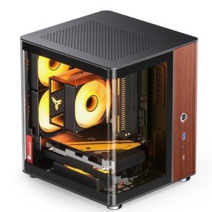 JONSBO TK-0 Black ITX Mini Tower Pc CASE, Hyperboloid Glass Desktop Design, Separated Cabinet Structure, Al Alloy Shell DTX/ITX Desktop Computer Case, Sff Case,Black
