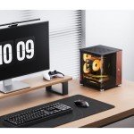 JONSBO TK-0 Black ITX Mini Tower Pc CASE, Hyperboloid Glass Desktop Design, Separated Cabinet Structure, Al Alloy Shell DTX/ITX Desktop Computer Case, Sff Case,Black