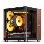 JONSBO TK-0 Black ITX Mini Tower Pc CASE, Hyperboloid Glass Desktop Design, Separated Cabinet Structure, Al Alloy Shell DTX/ITX Desktop Computer Case, Sff Case,Black