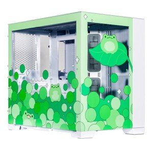 Velztorm Minty Frog Green Limited Edition Art Aluminum Tempered Glass O11 Dynamic Mini Snow White Gaming Computer Case, Supports Mini-ITX, Micro-ATX, and ATX Motherboard Sizes, O11D Mini-S
