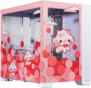Velztorm Limited Edition Custom Art Aluminum Tempered Glass O11 Dynamic Mini Snow White Gaming Computer Case, Supports Mini-ITX, Micro-ATX, and ATX Motherboard Sizes, O11D Mini-S