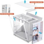 Segotep Memphis-S Meow Edition, M-ATX Mini Tower PC Case with Tempered Glass Panels, Support 40 Series GPU, USB 3.0, and 240MM Radiator, Lightning Panel Included - White (Memphis-S Meow Edition)