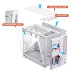 Segotep Memphis M-ATX Mini Tower PC Case with Tempered Glass Panels, Support 40 Series GPU, USB 3.0, and 240MM Radiator - White