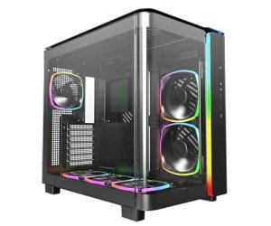 MONTECH King 95 PRO Dual-Chamber ATX Mid-Tower PC Gaming Case, High-Airflow, Toolless Panels, Sturdy Curved Tempered Glass Front, Six ARGB PWM Fan Pre-Installed with Fan Hub, King 95 PRO Black US