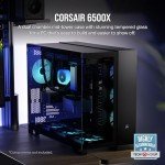 CORSAIR 6500X Mid-Tower ATX Dual Chamber PC Case – Panoramic Tempered Glass – Reverse Connection Motherboard Compatible – No Fans Included – Black