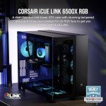 CORSAIR iCUE LINK 6500X RGB Mid-Tower ATX Dual Chamber PC Case – Panoramic Tempered Glass - Reverse Connection Motherboard Compatible – 3x CORSAIR RX120 RGB Fans Included – Black