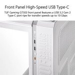 ASUS TUF Gaming GT502 White ATX Mid-Tower Computer Case,Front Panel RGB Button,USB 3.2 Type-C,2x USB 3.0 Ports,Tool-free Side Panel,ARGB Hub, 360mm and 280mm Radiator compatible, Fabric Handle on top.